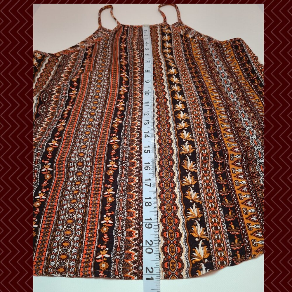 SHEIN Boho Surplice Tank Top XL – Rust Orange Tribal Print - Picture 5 of 8